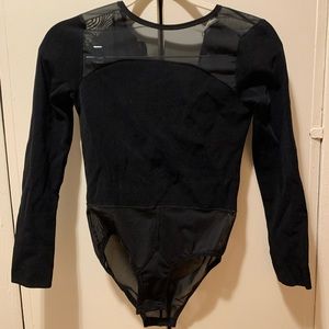 Black Mesh Long Sleeved Bodysuit